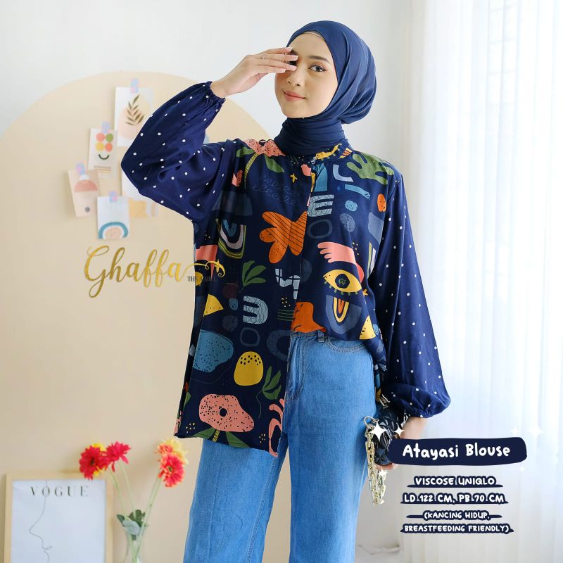 ATAYASI BLOUSE BY GHAFFA THE LABEL / BLOUSE MOTIF WANITA MUSLIMAH / Baju wanita Kekinian modern