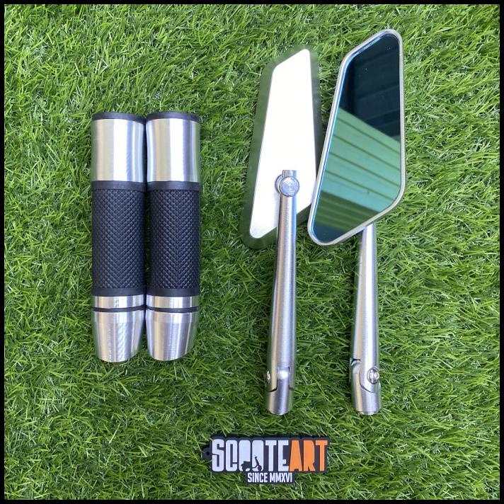 Paket Handgrip Rep Rizoma + Spion Circuit Chrome Universal Vespa Matic