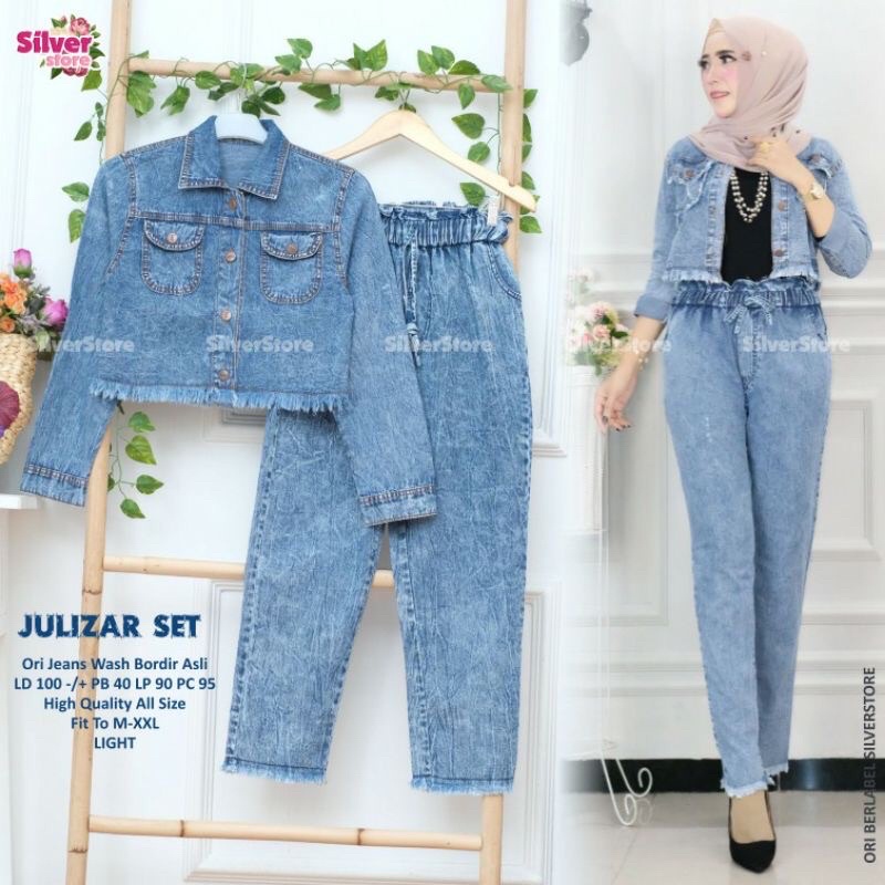 JULIZAR - JUJU SETELAN JULIZAT SET JAKET &amp; CELANA JEANS BY SILVERSTORE