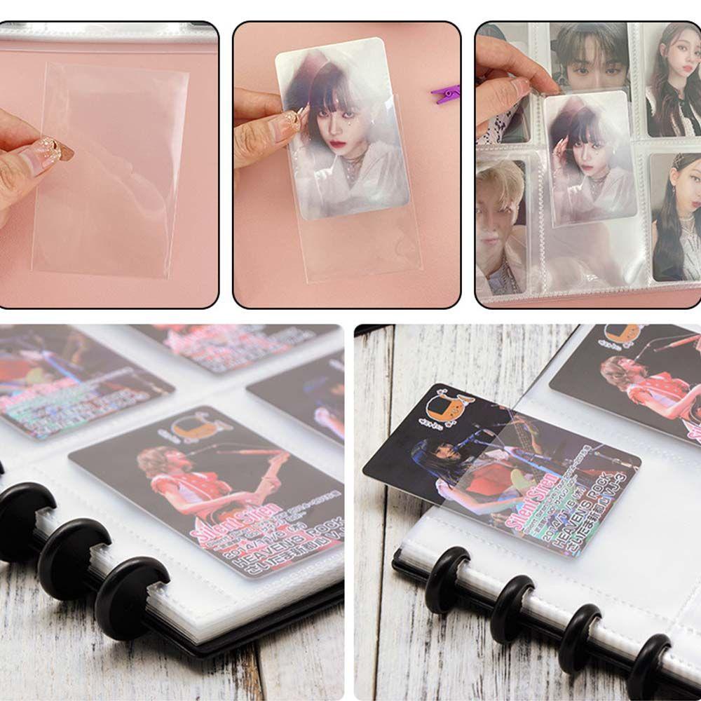 Lanfy Album Foto Portable Transparan Loose-leaf Kpop Card Organizer Card Storage Folder Pengikat Kartu Gaya Korea