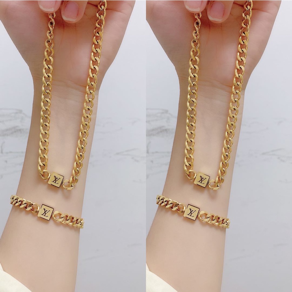 Set Titanium Gelang/Kalung Perhiasan Fashion 2547/7813