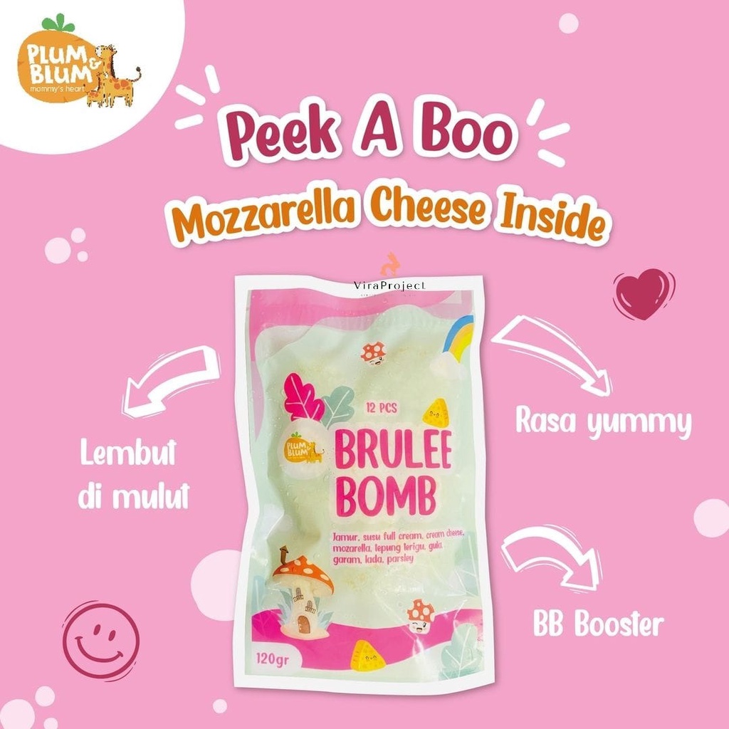 PLUM&amp;BLUM FROZEN BRULEE BOMB MOZARELLA CHEESE MUSHROOM NO MSG 9PCS