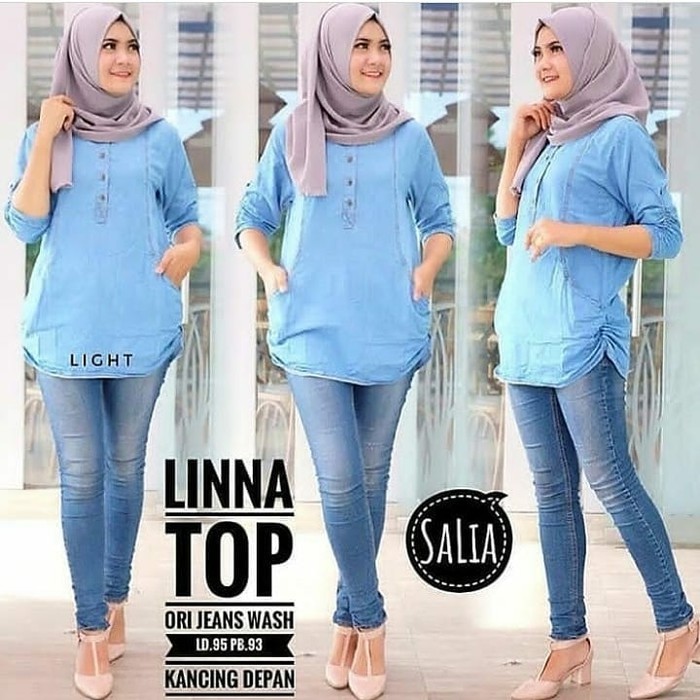 PROMO  BAJU ATASAN JEANS WANITA KULIAH  stok masih sis klik beli segera kirim - ring tunik adidas