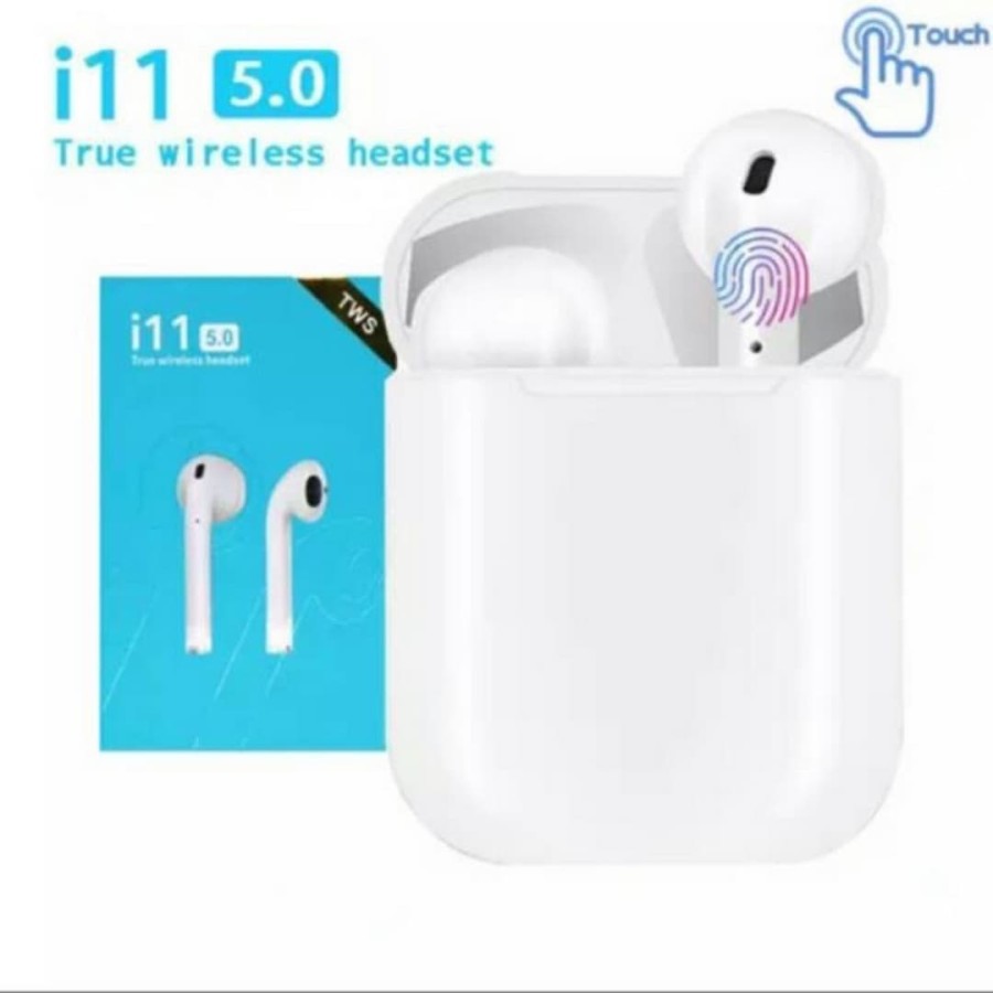 Headset Bluetooth i 11 TWS Weirelles Earphone Headset Versi 5.0