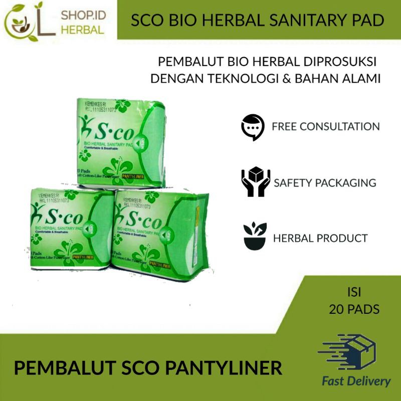 SCO pantyliner/S-CO hijau/pembalut herbal kewanitaan SCO