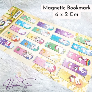 Magnetic Bookmark 1 Set Doraemon , Unicorn , dll / Pembatas Buku Magnet Import Karakter Lucu / Pembatas Buku Unik