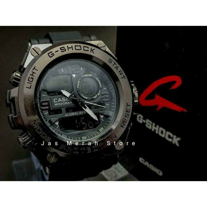 Jam Tangan Pria G Shock GST-8600 Metal Full Black Grade A Tahan Air + Bonus