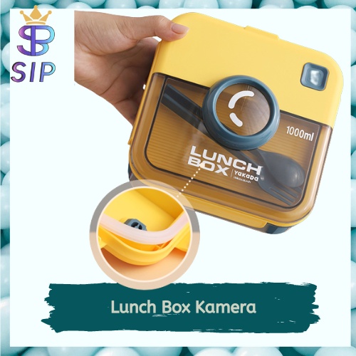 Lunch Box Kamera Set Kotak Bekal Makan Sekat 1000 ml Anti Tumpah BPA Free Ori