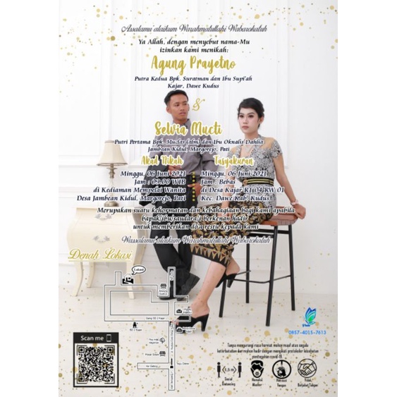 Undangan Pernikahan Custom Satu Lembar Bolak Balik