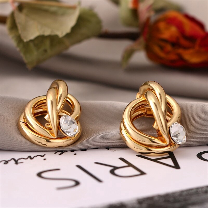 New Fashion Statement Earrings Vintage Geometric Matte Gold Earrings For Women Jewelry