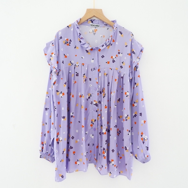 Kemeja Motif Oversize XXL LD 130  Rayon Bigsize Blouse Jumbo-5