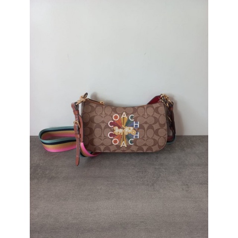 TAS COACH JES BAGUETTE IN SIGNATURE CANVAS WITH COACH RADIAL RAINBOW