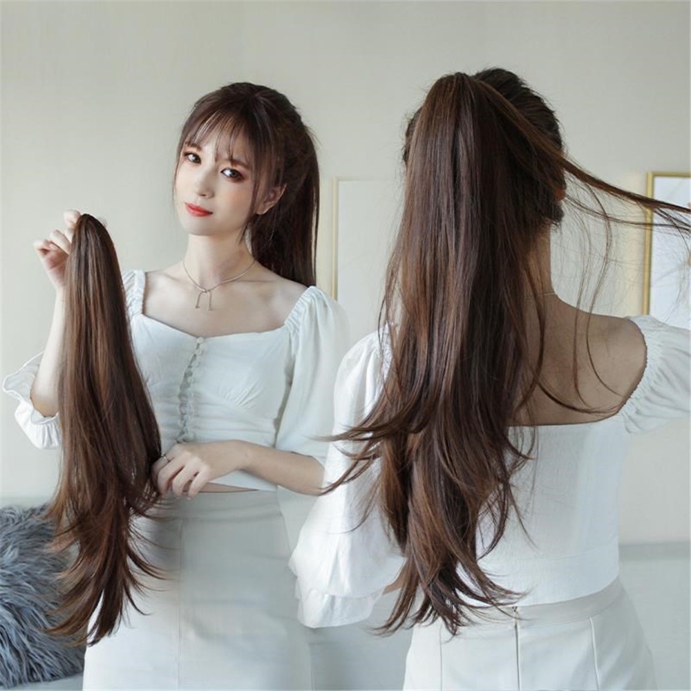 【COD Tangding】Wig Rambut Palsu Model Ponytail Keriting Panjang Natural Untuk Wanita