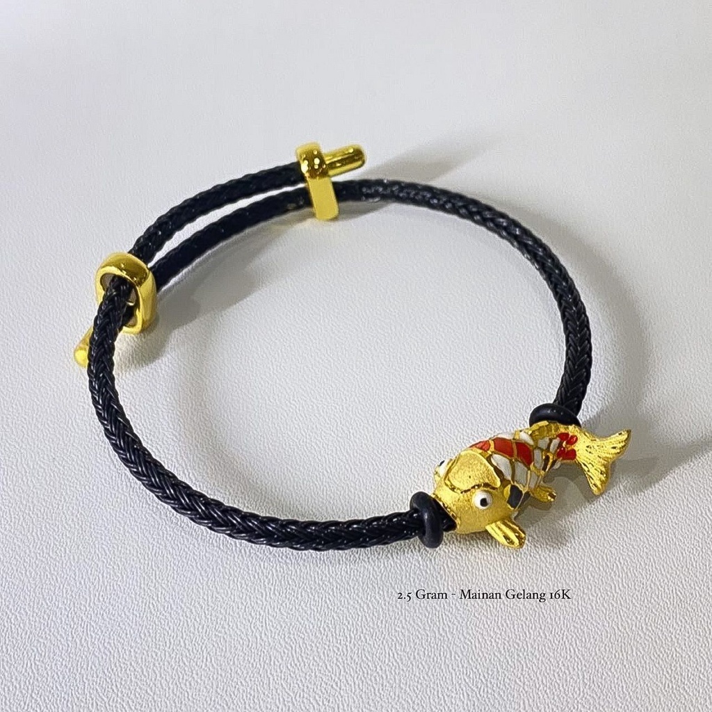 Pandora charm anak dan dewasa emas asli kadar 700 70 16k koi ikan hoki liontin mainan gelang kalung tali gold bangle 2 dua gram gr merah oren