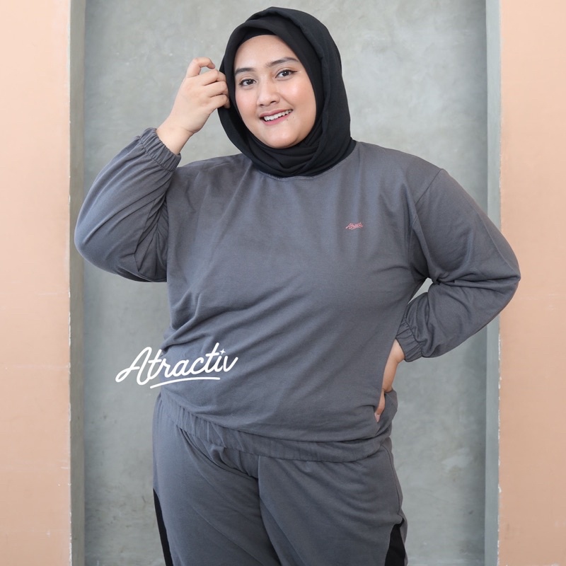 ATRACTIV Hoodie Olahraga Jumbo Wanita LD130 LD142 Setelan Olahraga Jumbo Setelan Hoodie Jumbo Baju O