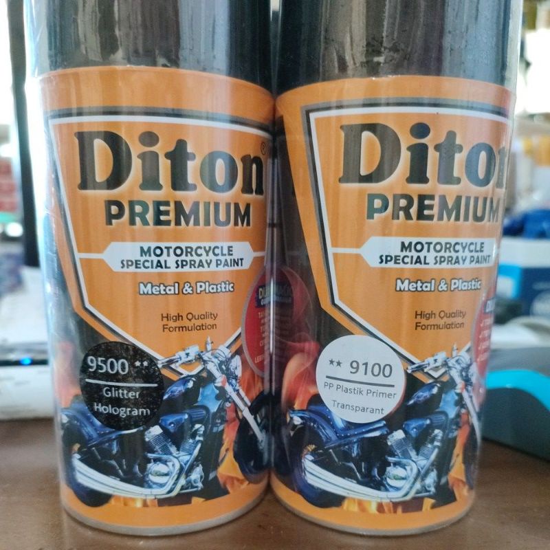 cat semprot pilok diton premium 9100 pp plastik primer, 9500 glitter hologram 300ml