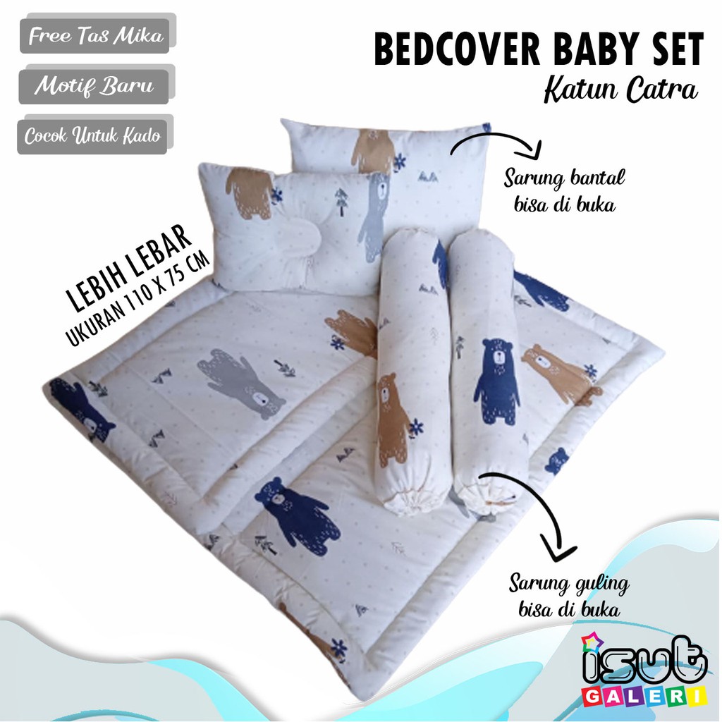 GRIZZLY BEDCOVER BABY BED SET MATRAS SARUNG BANTAL GULING BISA DILEPAS ISUTGALERI ISUT GALERI