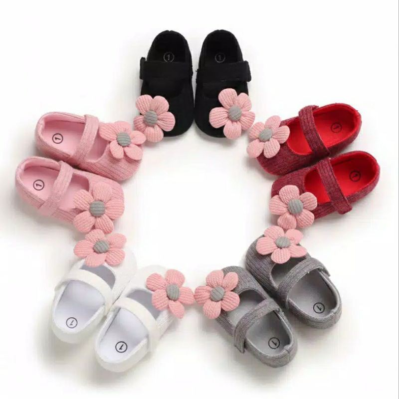 Sepatu Bayi Perempuan Sepatu Antislip Kasual Motif Bunga