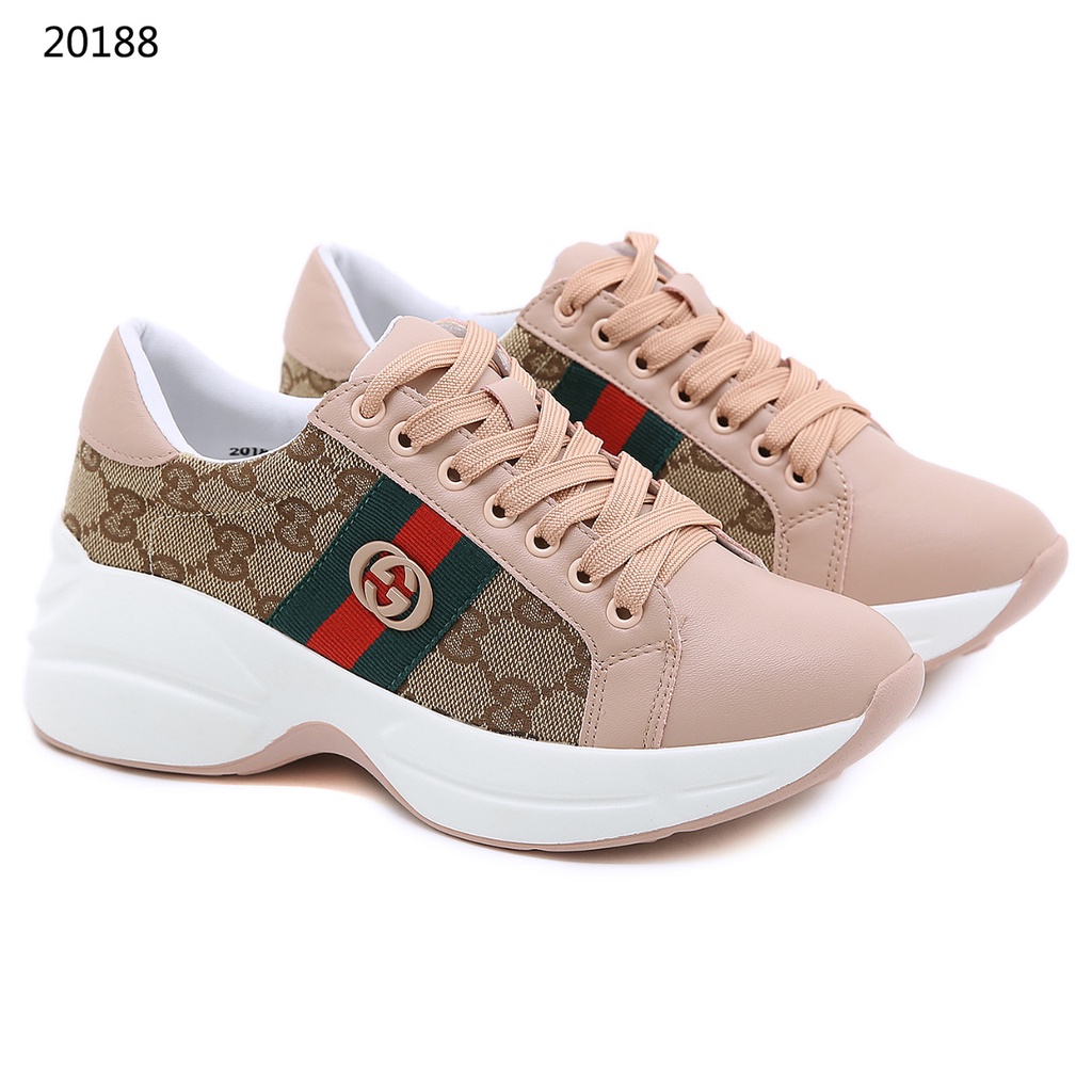 GG Canvas and Leather Rhyton Sneakers #20188 (Baru)