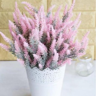 Bunga Artificial Plastik Dekorasi Rumah Setangkai Bunga Lavender Artificial Hias (HANYA BUNGA)-Only LAVEN-Pink