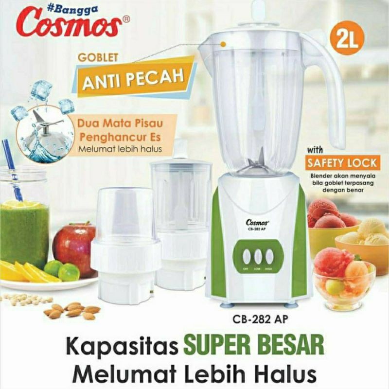 Cosmos Blender Plastik 2 Liter Anti Pecah 3 in 1 CB282AP