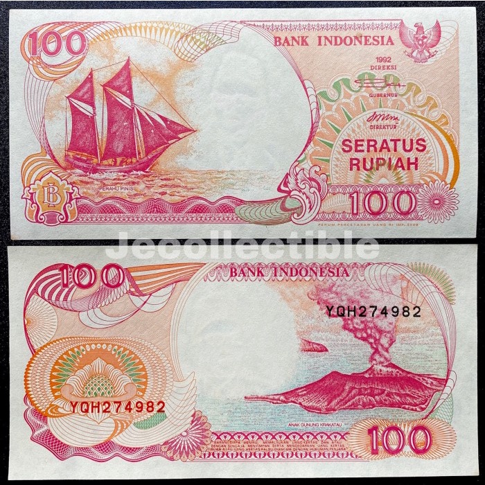 KUNO-UANG- UANG KUNO 100 RUPIAH 1992 KAPAL PINISI (UNC GRESS) -UANG-KUNO.