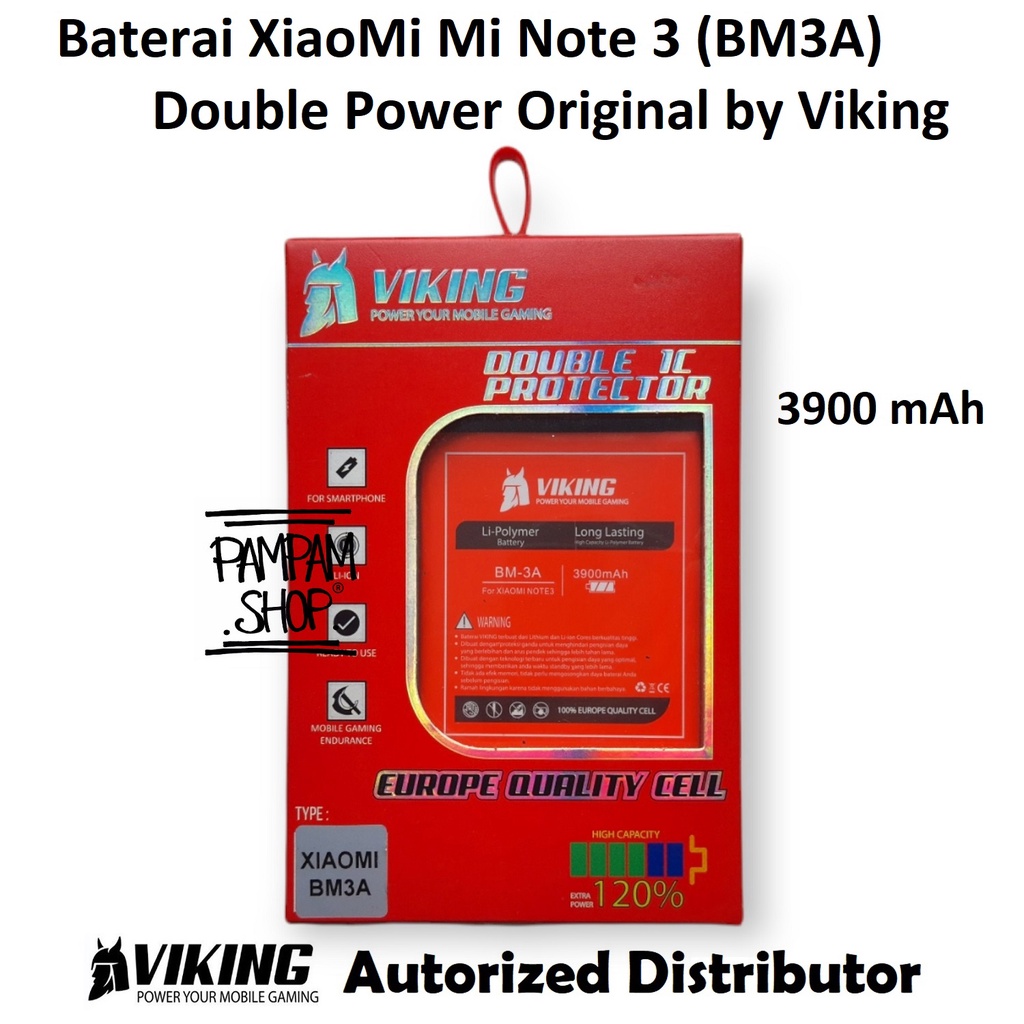 Baterai VIKING Double Power Original XiaoMi Mi Note 3 BM3A Ori Batre Batrai Battery Dual Power HP