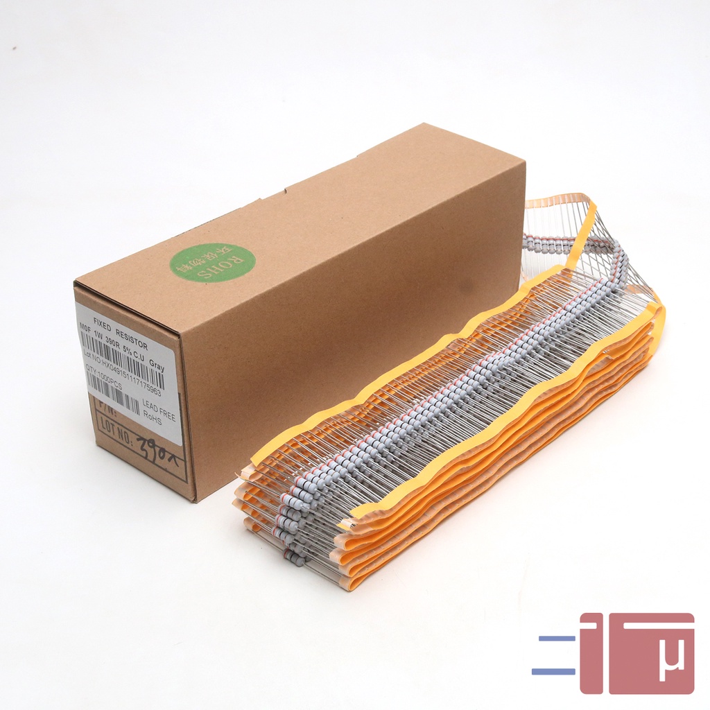 x10 Resistor 390R 390 Ohm 1W Metal Oxide 5% Taiwan Kaki Tembaga