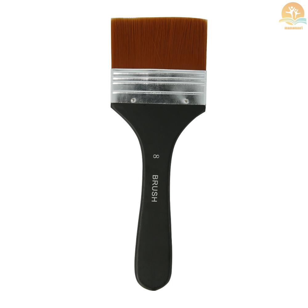 1pc Professional Flat Paint Brush Nylon Trim Art Paintbrush Wooden Handle for Gesso Stains Glues Varnishes Paint Acrylic Oil Gouache Watercolor Wall Painting Furniture Household Clean