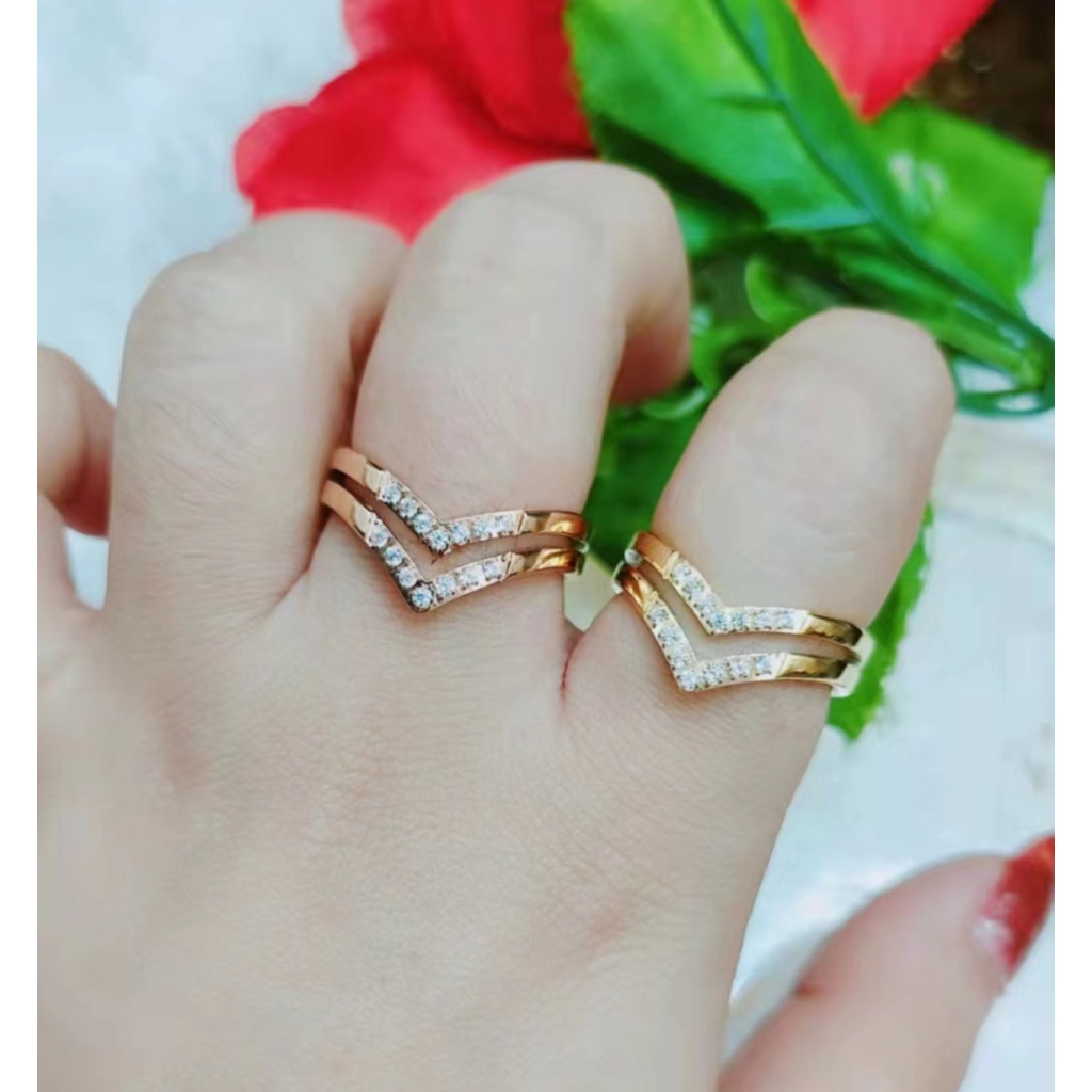 Cincin CC Titanium Permata Perhiasan Fashion 205