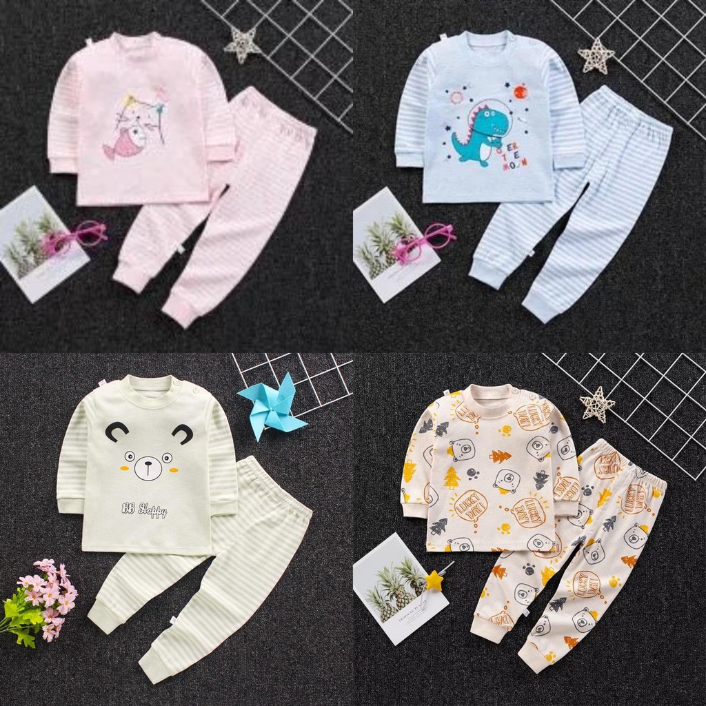 Baju Tidur Piyama Bayi Anak Laki/Perempuan 1-2 Tahun Impor