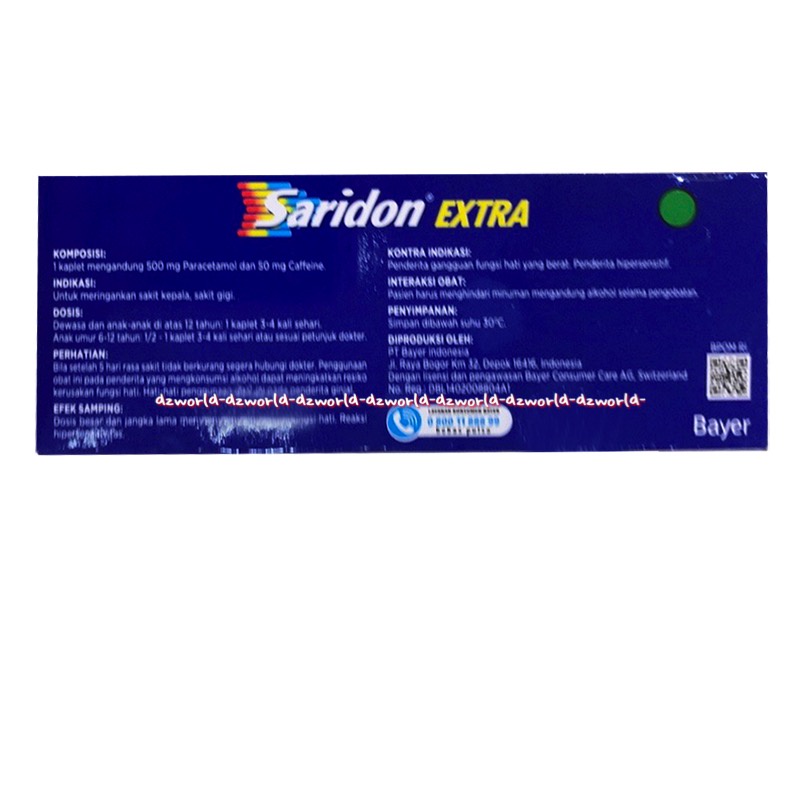 Saridon Extra Obat Sakit Kepala Nyeri Demam 10kaplet Paracetamol Caffeine Saridonextra Saridon Ekstra Para Cetamol Kafein Sari Don