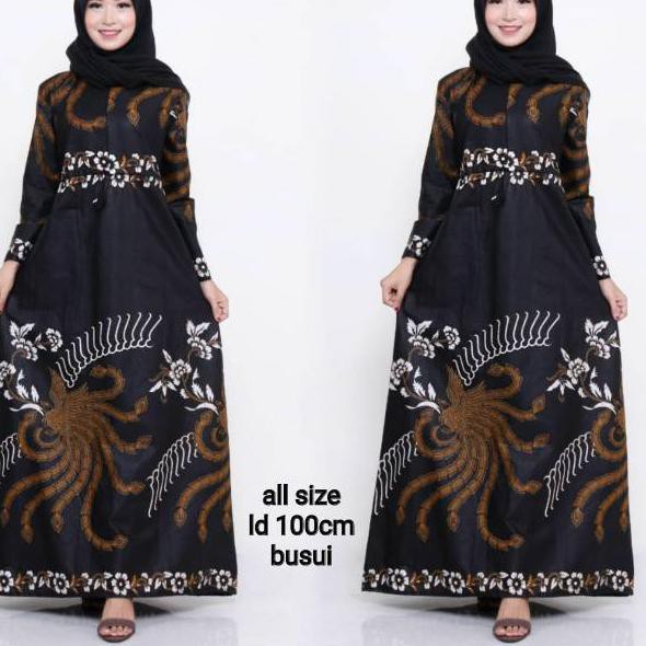 Model Baru.. Gamis Batik Kombinasi Baju Muslimah Wanita All Size Bahan Katun Murah Promo
