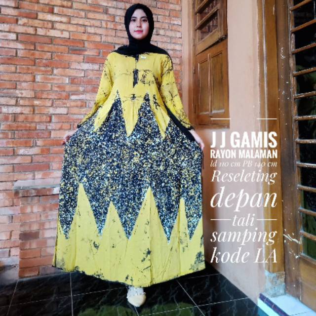 JJ GAMIS RAYON MALAMAN LD 110CM BUSUI RESLETING DEPAN TERBARU