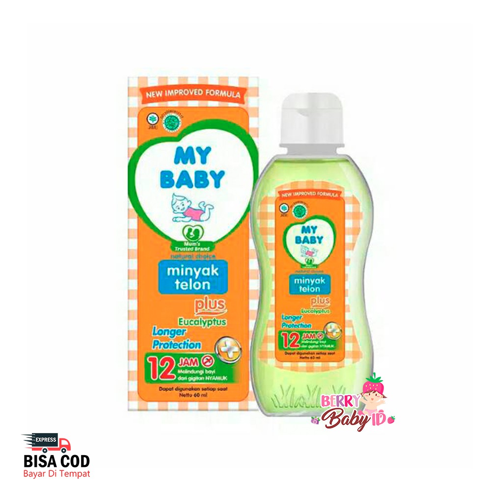 My Baby Minyak Telon Plus Longer Protection 60 ml Telon Bayi 60ml Eucalyptus Anti Nyamuk 12 Jam Berry Mart