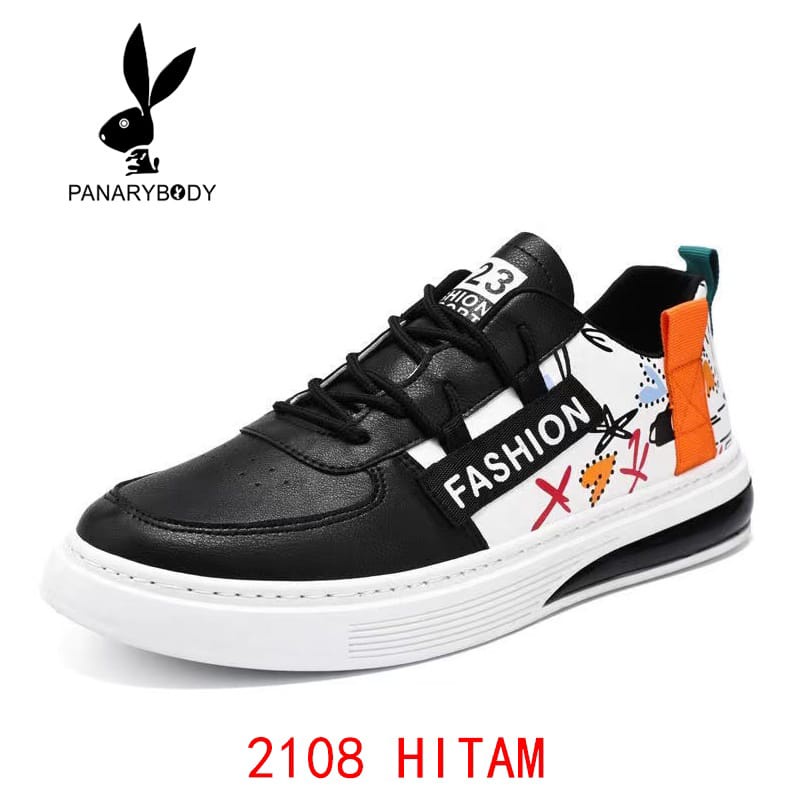 Sepatu Pria Impor Sneakers Olahraga cowok Sepatu Kasual fashion Mesh Low Top Men Sport Shoes murah-2108 HITAM