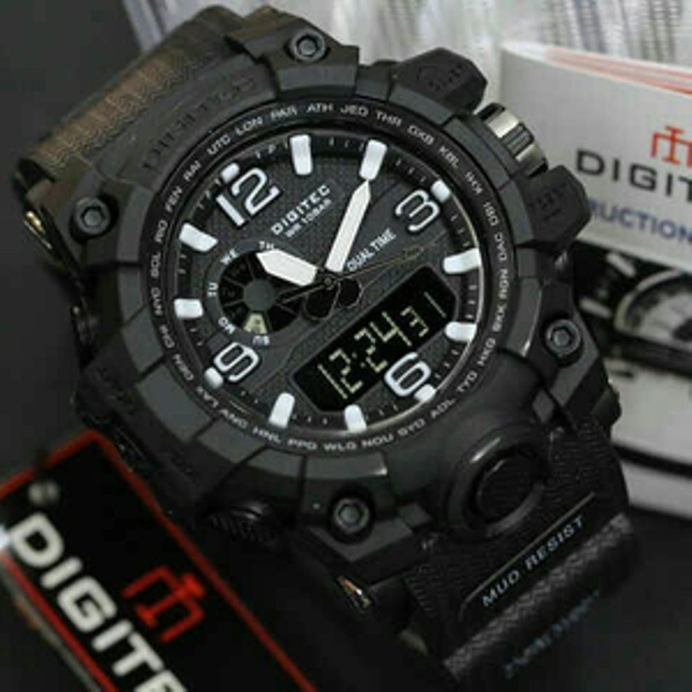 Jual jam tangan digitec original pria dg2093 digitec 2093 dg 2093t full black  termurah  Murah