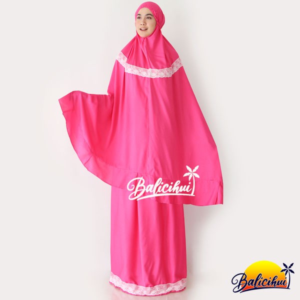 Balicihui Mukena Yasmina Hot Pink Polos Mukena Bali Dewasa Jumbo