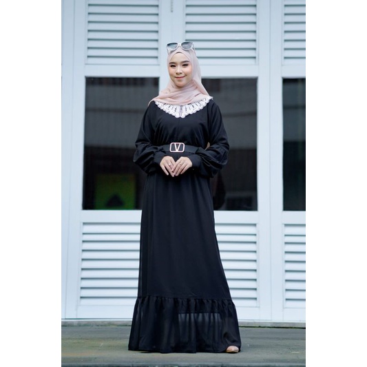 GAMIS CERUTY BABYDOLL JUMBO KERAH RAJUT FREE BELT//CERUTY BABYDOLL JUMBO//Kerah Korean//Model Korean//Korean style