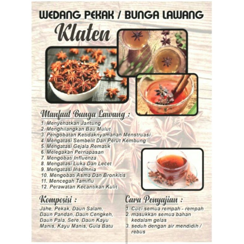 

wedang bunga lawang.pengkak khas solo herbal