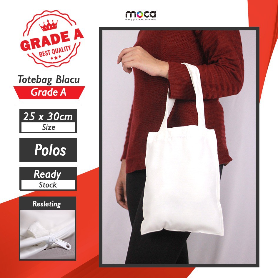 

Tas Goodiebag / Totebag Blacu Polos Grade A 30 x 40 dan 25 x 30