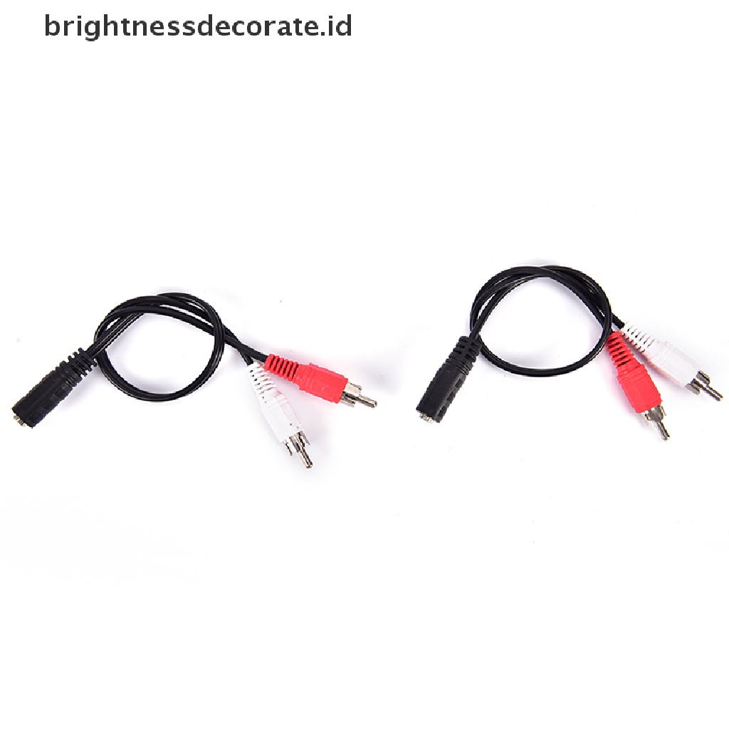 2-rca Male Plug Ke 3.5mm Female Aux Audio Jack Adapter Kabel Konverter Headphone (Id)