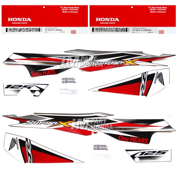 871X0-KYL-A30ZAL 871X0-KYL-A30ZAR Stiker Supra X 125 Batman 2013 CW Karbu Black Red Merah Hitam Kana