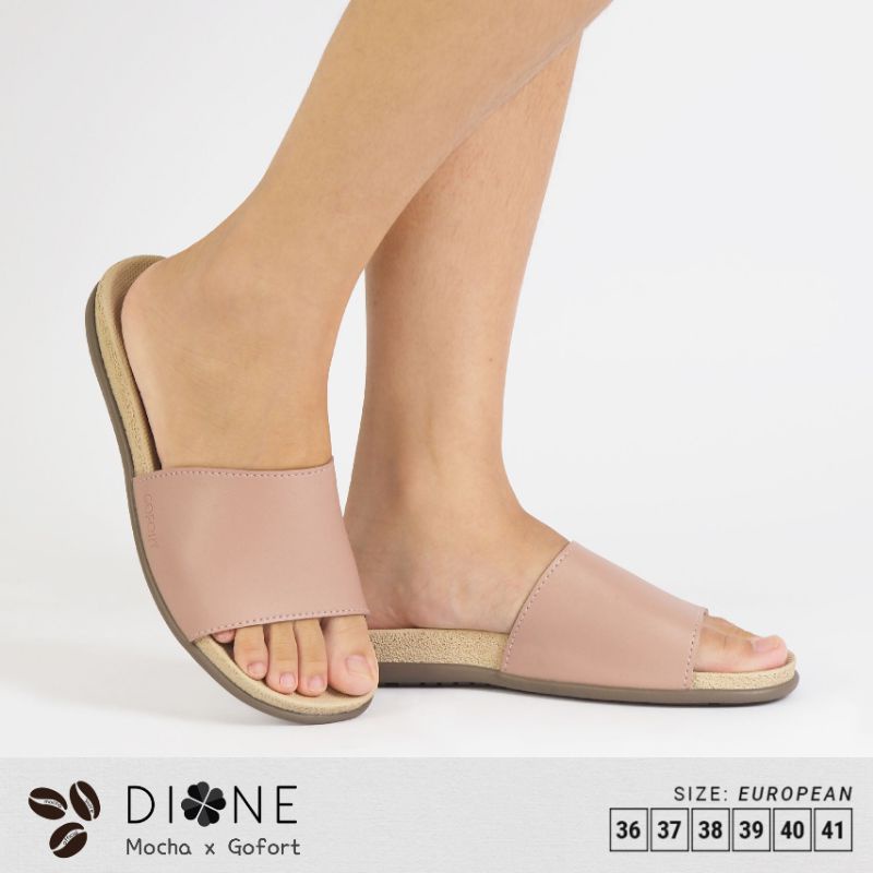 Sandal Slop Wanita | Sandal Santai Slip Terbaru Wanita | Mocha X Gofort