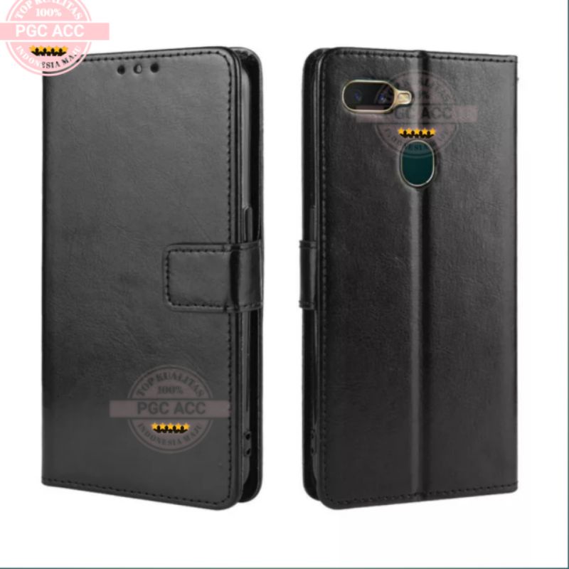 Wallet casing Oppo A12 (2020) Sarung Kulit Hp Dompet Leathe Case / Flip wallet Oppo A12
