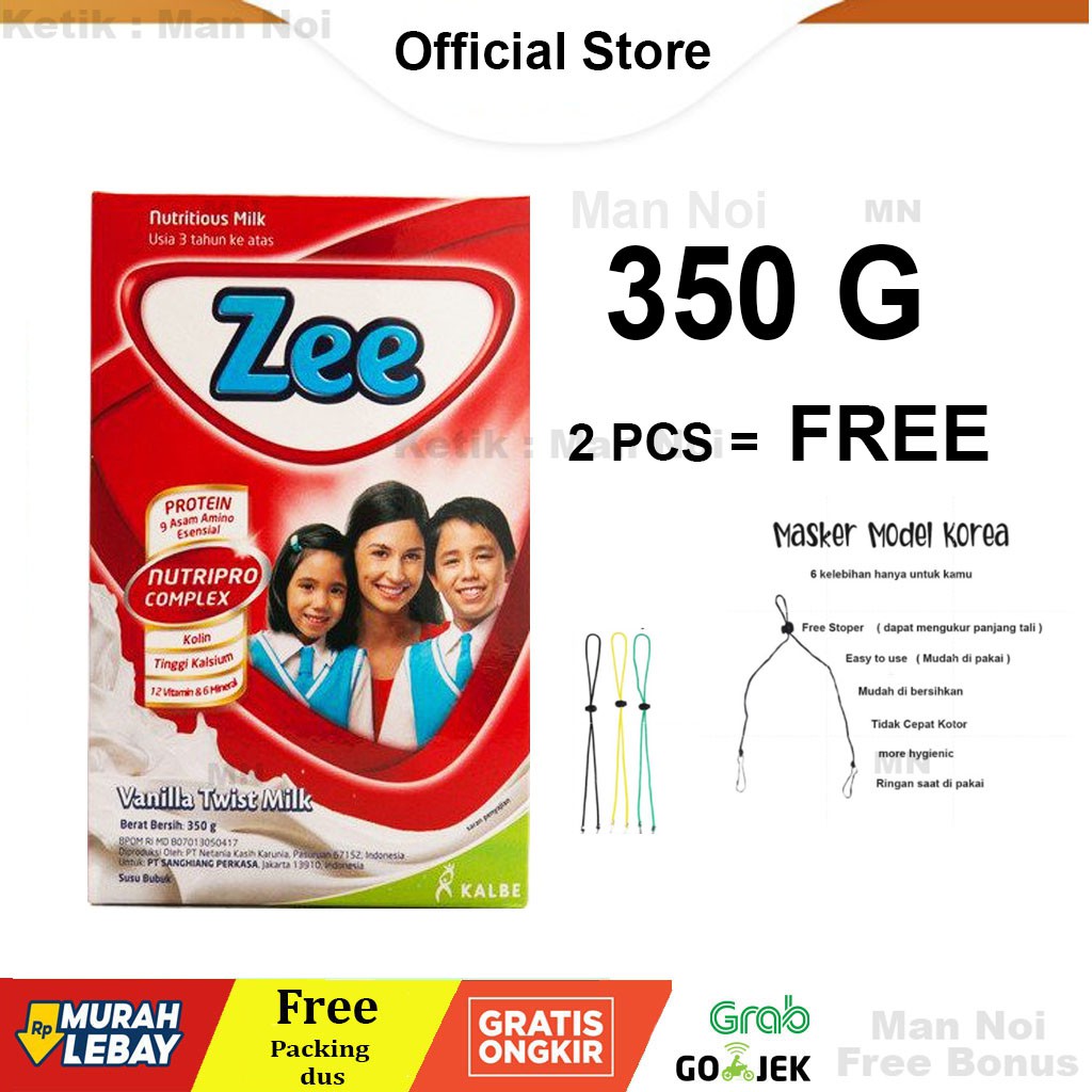 

Zee Regular Vanila 350gr | FREE Bonus|. Man Noi.Tangerang