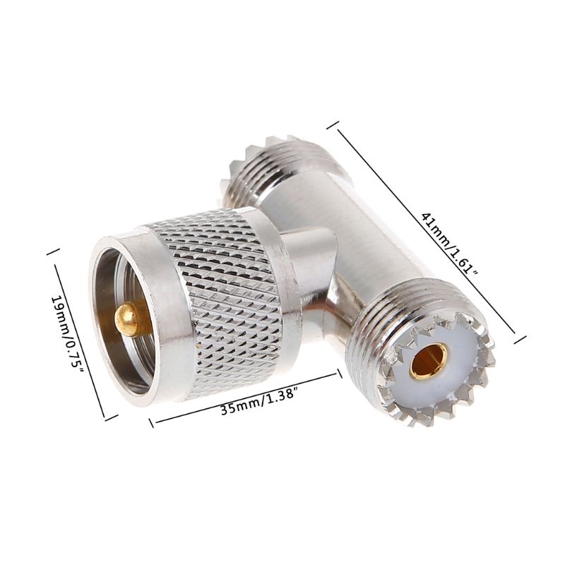 zzz T Shape UHF Male PL259 To 2 UHF Female SO239 Triple RF Connector 3-way Coaxial Adapter