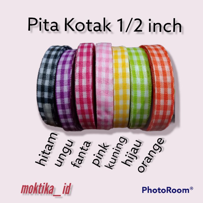 

Pita Kotak 1/2 Inch, Pita Motif Kotak-kotak