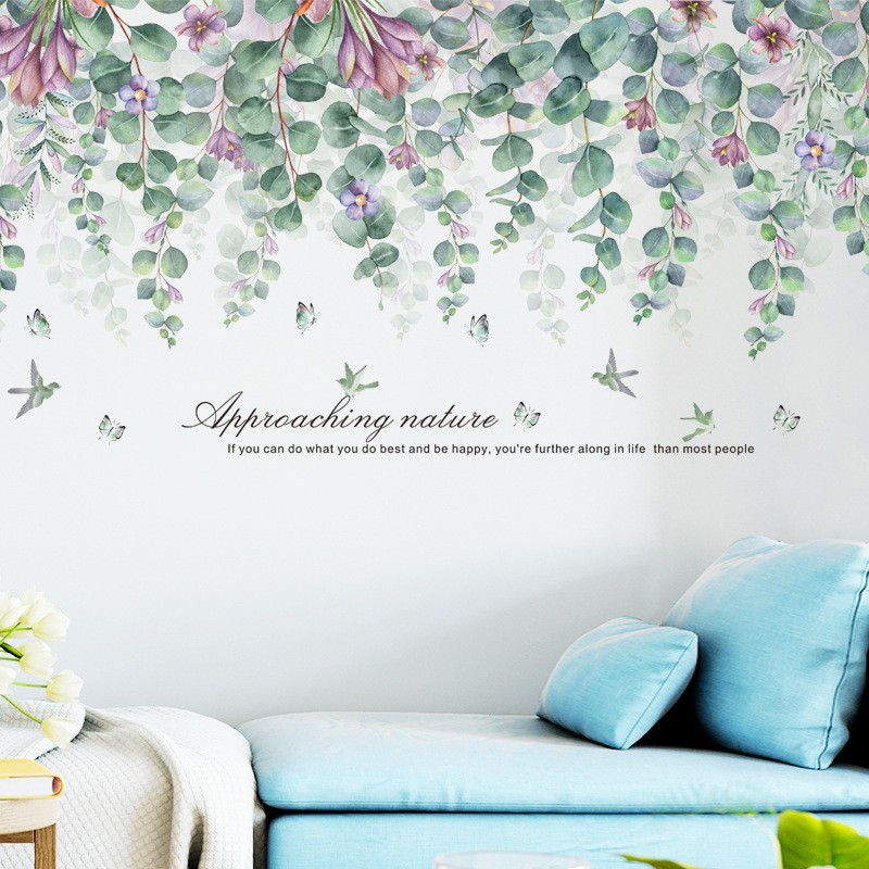 WALLSTIKER WALLSTICKER Q 51 WALLPAPER WALL STICKER STIKER DINDING PLAFON WALLPEPER WALSTIKER WALSTICKER DAUN RUMPUT RAMBAT JUNTAI HIJAU PALEM BUNGA CAFE DEKORASI RUMAH RUANG TAMU JENDELA PINTU KACA KAMAR MANDI DEKORASI RUMAH KERAMIK KRAMIK DAPUR BANYAK 3D