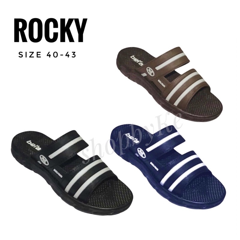 Sandal Slop Merk Bel Air Tipe Rocky Warna Hitam, Biru dan Coklat Size 40-43